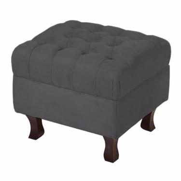 Imagem de Puff Banqueta Retrô Luis XV Capitonê Cinza