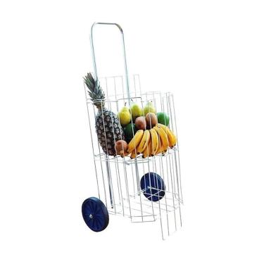 Imagem de Carrinho de Mão para Compras Galvanizado Reforçado e Rodas