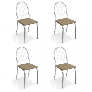 Imagem de Kit 4 Cadeiras Metal Noruega Kappesberg Cromado Capuccino