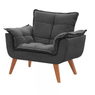 Imagem de Poltrona Decorativa Opala Cinza Chumbo - Pé Palito