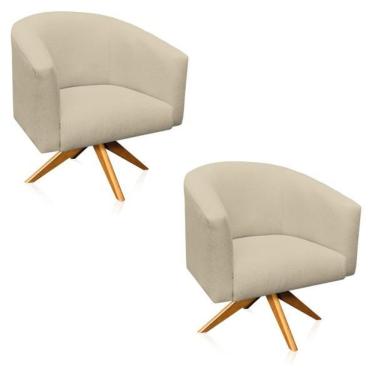 Imagem de Kit 2 Poltronas Giratória Stella Linho Areia A27
