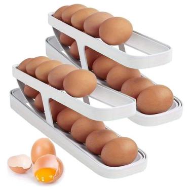 Imagem de Kit com 2 Organizador Suporte De Geladeira Dispenser Porta Até 14 Ovos