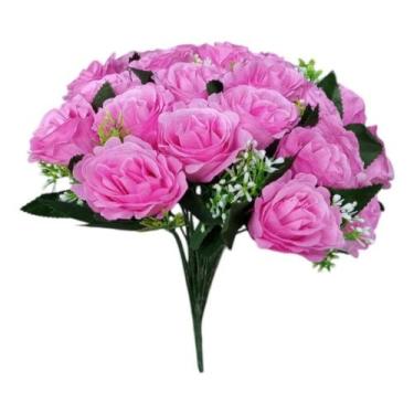 Imagem de Buquê Com 24 Rosas Artificiais Grande 40cm Flores Arranjo - Mega Varie