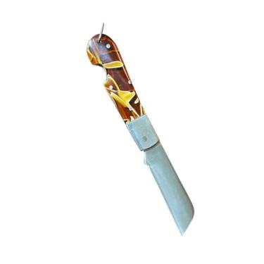 Imagem de Canivete Pica Fumo de inox com Bainha de couro legitimo (DOURADO)