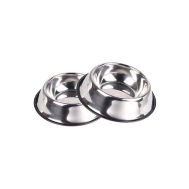 Imagem de Kit 2 Comedouro Bebedouro de Inox Antiderrapante para Pets Gatos Coelhos tam P Comedouro para cães
