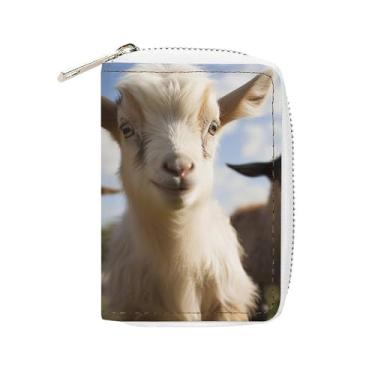 Imagem de NTVOWPZO Carteira masculina com suporte de cartão de crédito macio para cartão de visita, capa de cabra fofa com zíper