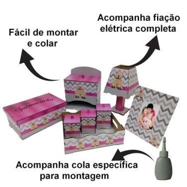 Imagem de Kit Bebe Quarto Menina Decoração Urso Berço Adesivado Mdf - Mdf Store