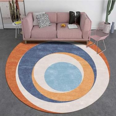 Imagem de Tapete De Cadeira De Jogos Para Piso De Madeira, Tapete De Chão Grande Redondo, Tapete De Chão 80/100/120/140cm Para Escritório&sala De Estar,tapete De Cadeira Com Rodas, Orange, 140cm