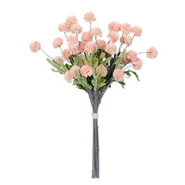 Imagem de AUMVEYI 8 peças de flores artificiais de seda sintética Kiku para mãe, crisântemos falsos a granel, pequena bola floral para buquê de bricolage, enchimentos de casamento, arranjos azuis ardósias,