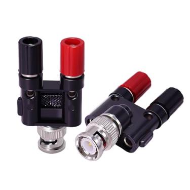 Imagem de CNARIO Peças Bnc Macho Para 2X 4 Mm Tomada Fêmea Banana Dupla Conector De Ligação Rf Coaxial Divisor Adaptador Antenas Rádio Hf Osciloscópio Dvm