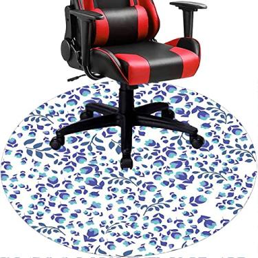 Imagem de Tapete de cadeira de escritório com flores, textura de flor, tapete de cadeira de mesa para piso de madeira de escritório em casa, protetor de piso de pilha baixa, redondo 119 cm