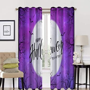 Imagem de Cortina blackout 90% de Halloween, padrão de estilo Halloween, tratamento de sombreamento completo, cortina de isolamento de cozinha, L 132 x C 213 cm