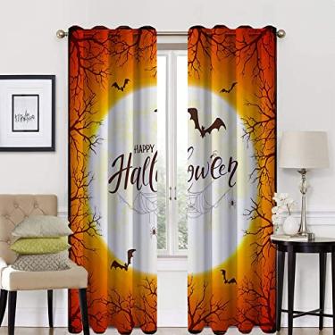 Imagem de Cortina blackout 90% de Halloween, padrão de estilo Halloween, tratamento de sombreamento completo, cortina de isolamento de cozinha, L 132 x C 182 cm