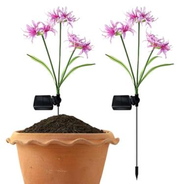 Imagem de Flores Solares | Flores LED Impermeáveis Solar para Exterior,Luzes LED Decorativas Coloridas À Prova De Água 2 Unidades Para Caminhos Pátio Varanda Relvado Jardins Piscina Entrada Cerca Deck