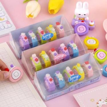 Imagem de Borracha Bolinho Rocambole Fofa Infantil Kit Com 5 Unidades - DAFU