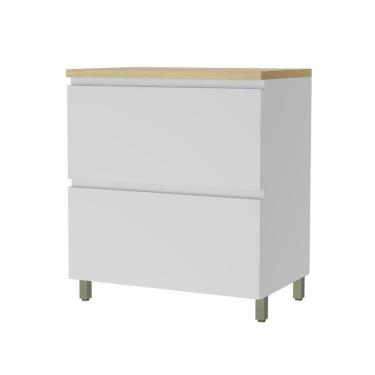 Imagem de Balcão 1 Porta Basculante 1 Gaveta 80cm 100% Mdf Rainha Branco/nature Nesher