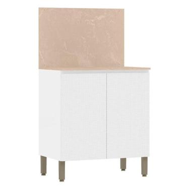 Imagem de Balcão 2 Portas 80 Cm Art 6018 Com Tampo E Painel Branco ártico – Kits Paraná
