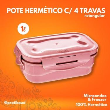 Imagem de Marmita 1L Tampa C/4 Travas Hermético Microondas Freezer - Lig Brin, R