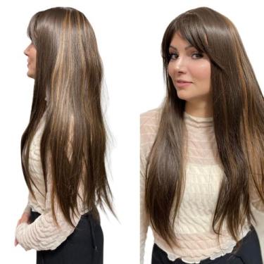Imagem de Peruca Lace Com Franja Super Natural 70cm Longa Orgânica Premium - bbl