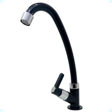 Imagem de Torneira Para Pia Bancada Cozinha Banheiro Preta Bica Móvel C17 1 4 Vo