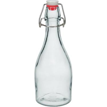 Imagem de GARRAFA ÁGUA SUCO LEITE HOME&CO COM TRAVA NA TAMPA VIDRO 350ml 23x8x8cm TRANSPARENTE
