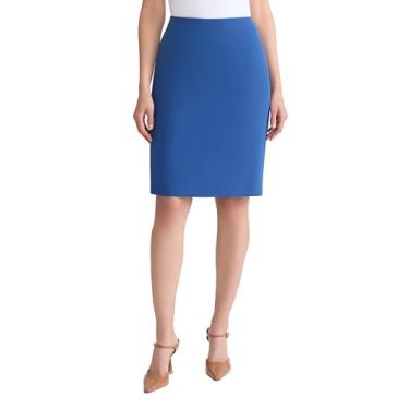 Imagem de Kasper Saia feminina slim crepe elástica, Noite azul, 48