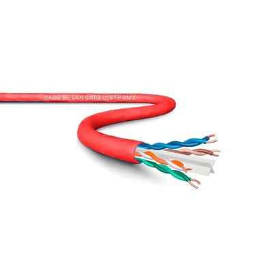 Imagem de Metro de Cabo de Rede LAN 4PX24AWG CAT6 UTP -100% Cobre Wec, CM INT - Vermelho