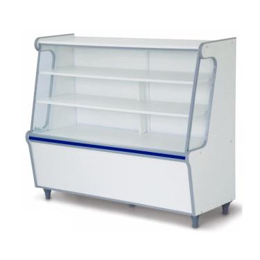 Imagem de Balcão Vitrine Seco Expositor Art 120 Branco Faixa Azul