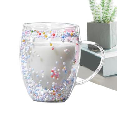 Imagem de Rrlihjgu Canecas de café com parede dupla, canecas de vidro com isolamento - Caneca de café estética de vidro isolado 350ml | Copo de leve de grande capacidade para bebidas quentes e frias