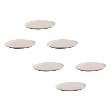 Imagem de Conjunto de Pratos de Sobremesa Ovais Porto Brasil Orgânico Latte 22,5cm - 6 peças 