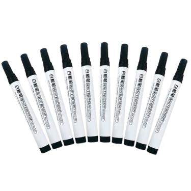 Imagem de GZBABY Canetas marcadoras de quadro branco, 10 peças, marcador apagável a seco de ponta fina, secagem rápida, fácil de limpar (preto)