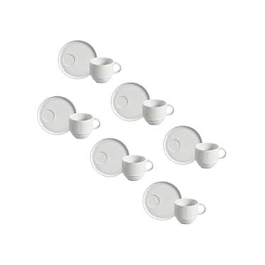 Imagem de Conjunto de Xícaras de Chá com Pires Porto Brasil Linhas New White 230ml - 6 Peças