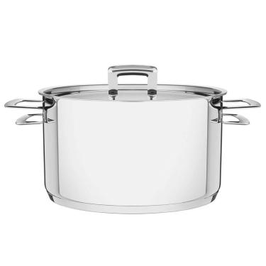 Imagem de Caçarola Tramontina Brava Funda 20 cm 3,6 L em Aço Inox Fundo Triplo com Tampa Plana  Alças 62404200