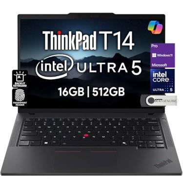 Imagem de Lenovo ThinkPad T14 Gen 5 Business Laptop 35.6 cm FHD + IPS, Intel Ultra 5 125U, 16GB DDR5 RAM, 512GB SSD, 5MP HD Webcam, impressão digital, retroiluminado, Wi-Fi 6E, 2 Thunderbolt 4, AI PC, W11P, 3