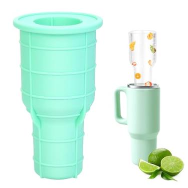 Imagem de Molde de gelo para copo Stanley de 850 a 1,134 g - Molde de gelo de cilindro oco de silicone, bandeja de cubos de gelo para coquetéis gelados, uísque, bebidas, café, máquina de gelo fácil de encher e