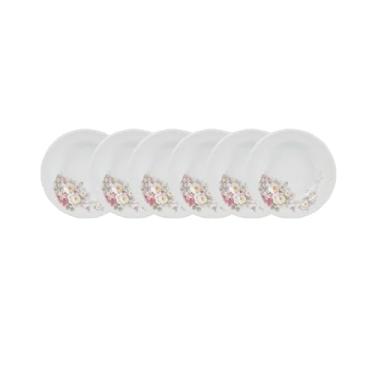 Imagem de Estojo com 6 Pratos Fundos. Modelo Redondo com Relevo Pomerode. Decoração Eterna. Fabricado pela Porcelana Schmidt.