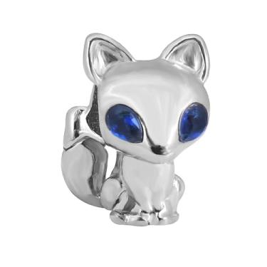 Imagem de BlingNuts Berloque de raposa compatível com pulseiras Pandora Charms Presente Animal Mulheres Aniversário Zircônia Cúbica Aço Inoxidável, One Size, Aço inoxidável, Sem Pedra Preciosa