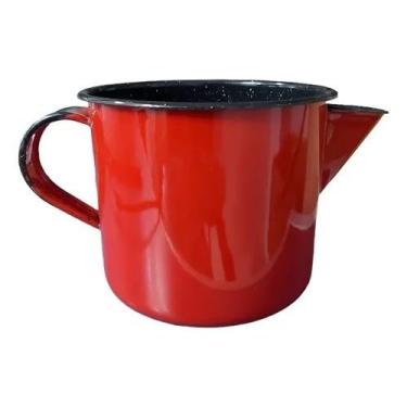Imagem de Caneca Esmaltada, Jarra para Ferver Leite, 1l com Bico, Vermelho