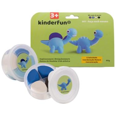 Imagem de Massa De Modelar EVA - Kit Panda E Pinguim - Brinquedo Educacional e Sensorial 60g - Com manual e passo a passo para moldar os personagens. (Espinossauro e Braquiossauro)