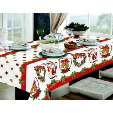 Imagem de Toalha De Mesa Natal Retangular 8 Lugares 145x295cm Poliéster - Bertoc