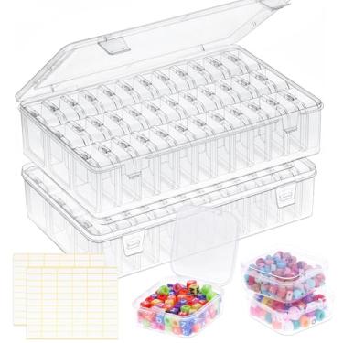 Imagem de OUTUXED Caixa organizadora de contas, 72 peças pequenas de armazenamento de contas de plástico transparente, caixas de mini recipientes de armazenamento para artesanato com tampa articulada e