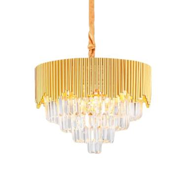 Imagem de Lustre Pendente Em Cristal K9 Dourado Redondo Diâmetro 50cm