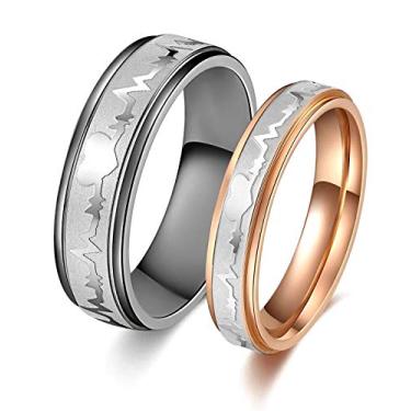 Imagem de SunnyHouse Jewelry Conjunto de alianças de casamento de titânio para ele ou ela, Metal