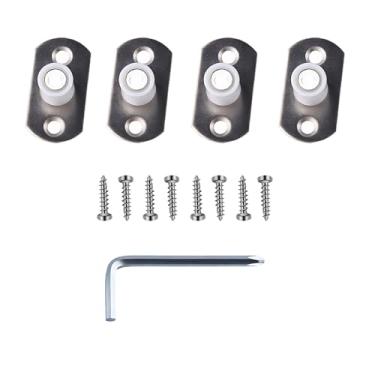 Imagem de Guia de piso de porta de celeiro deslizante resistente roda de nylon 4 peças guia inferior de porta de bolso guia de rolo durável suporte de rolo de metal com parafusos M4 para portas de móveis