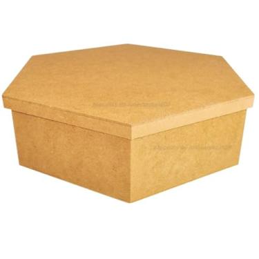 Imagem de Caixa Sextavada Tampa Sapato 38X11 Mdf Madeira Marpax