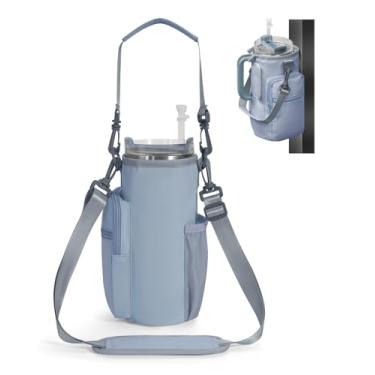 Imagem de sportsnew Bolsa de ginástica magnética para mulheres e homens, suporte para garrafa de água com alça e bolsos para telefone para copo de 1,134 g com alça, 4 ímãs embutidos pequena bolsa de ginástica