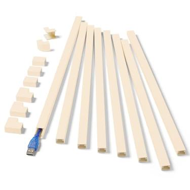 Imagem de Kit hider de um cabo, 320 cm (8 x C 15,17 cm) capas de cabos para fios na parede, mini escondedor de fios para TV montada na parede, pista de cabos bege, gerenciamento de cabos de cobertura de cabo