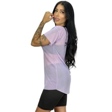 Imagem de Blusa Tule Academia Fitness Feminina tela Transparente Camiseta - Mari