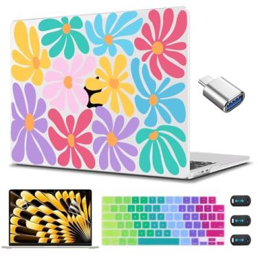 Imagem de CISSOOK Compatível com MacBook Air 13,6 polegadas 2022 2023 2024 2025, capa rígida com teclado para MacBook Air 13,6 M4 M3 M2 A3240 A3113 A2681, estilo minimalista floral