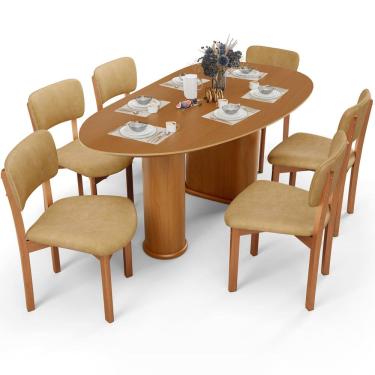 Imagem de Mesa Para Sala de Jantar Ourense com 06 Cadeiras Sala de Jantar Dara L02 Couríssimo Fend - Lyam Decor